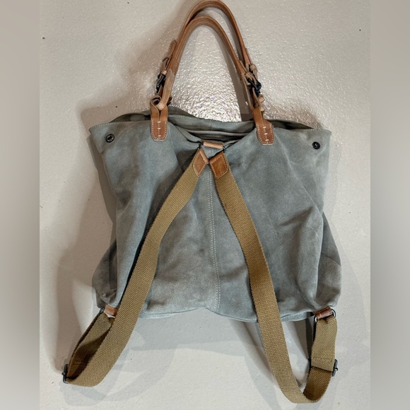 We The Free Free People Tote Bag backpack 100% cow leather cotton inter - Picture 1 of 16